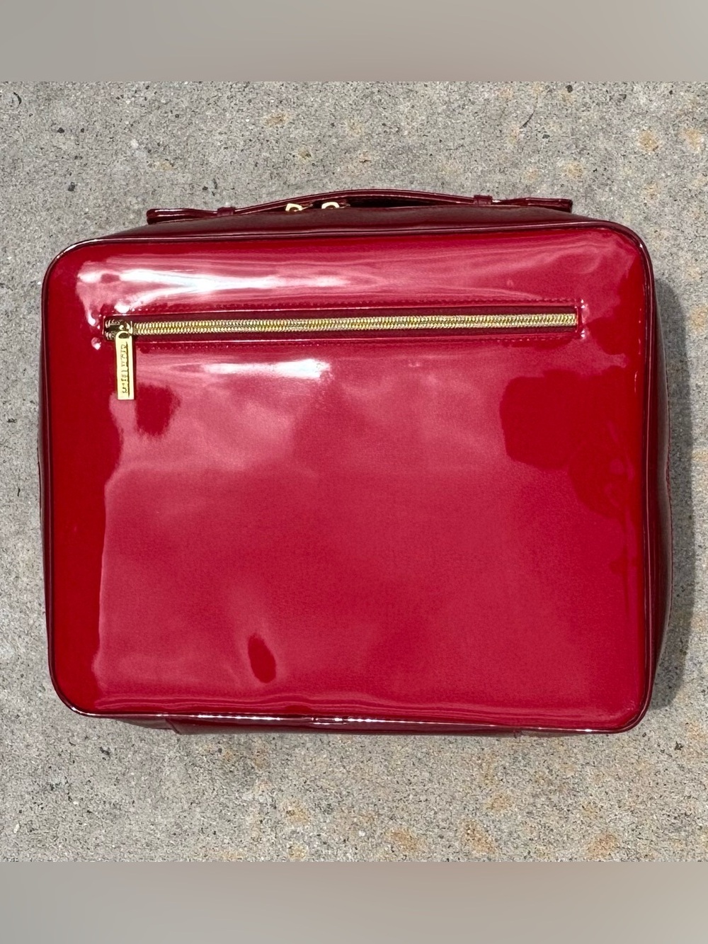 Vintage Estée Lauder Cherry Red Faux Patent Leather Cosmetic Train Case
